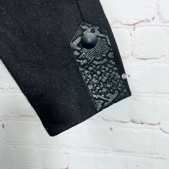 ••VINTAGE |•LADY SUZETTE•| GORGEOUS Long Wool Jacket Snakeskin Leather Embellish - Picture 7 of 16